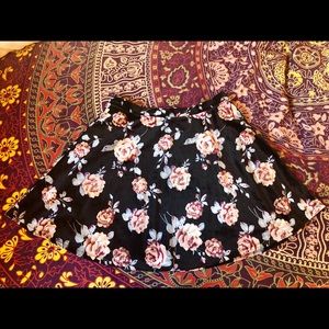 Forever 21 Floral Velvet Mini Skirt
